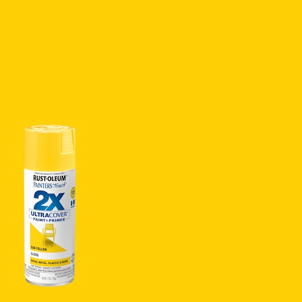 RustOleum Spray Paint, Sun Yellow, Gloss, 12 oz 334046 Zoro